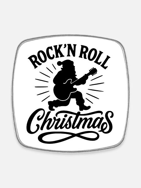 Noël à Noël weihnachten rock’n roll Santa - Magnet carré - blanc