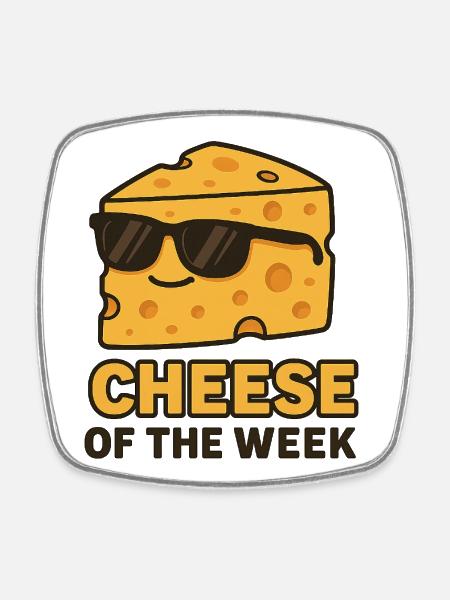 Cheese of the week skull drain - Square fridge magnet - white