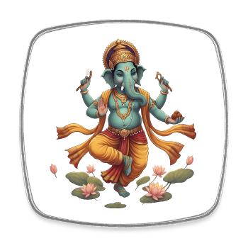 Ganesha im Lotusfluss - Viereckiger Kühlschrankmagnet - Weiß - Vorne