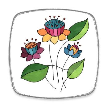 Fleur - Magnet carré - blanc - Devant