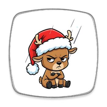 Lustiges grummel Rentier Weihnachten Comic Motiv - Magnet carré - blanc - Devant