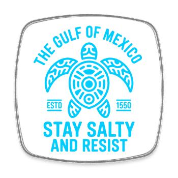 Insigne vintage de la Tortue du golfe du Mexique - Magnet carré - blanc - Devant