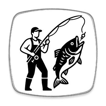 Angler in Boat Logo Minimalist - Square fridge magnet - white - Front