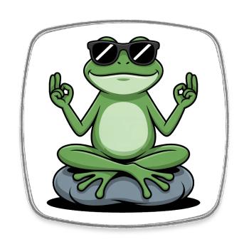 Zen Frosch mit Sonnenbrille - Viereckiger Kühlschrankmagnet - Weiß - Vorne