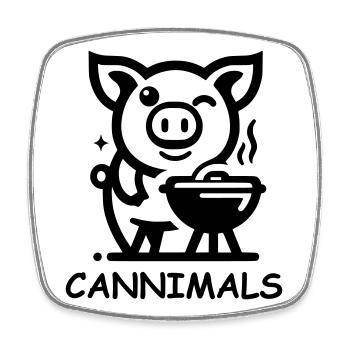 Cannimals – Logo Black Edition - Viereckiger Kühlschrankmagnet - Weiß - Vorne