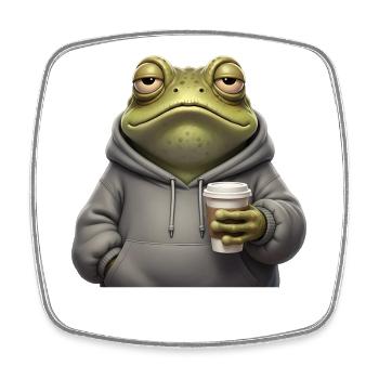 Tired frog coffee morning grouch - Square fridge magnet - white - Front