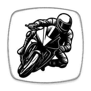 Design en noir et blanc de la Motorcycle Racer - Magnet carré - blanc - Devant