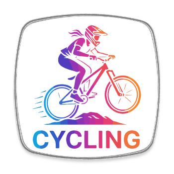 Mädchen Radfahrerin auf dem Mountainbike - Viereckiger Kühlschrankmagnet - Weiß - Vorne
