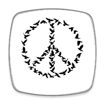 Friedenssymbol aus Tauben Silhouette Peace Zeichen - Viereckiger Kühlschrankmagnet - Weiß - Vorne