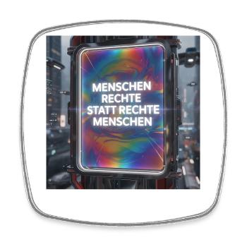 Human rights instead of right-wing people Future Design - Square fridge magnet - white - Front