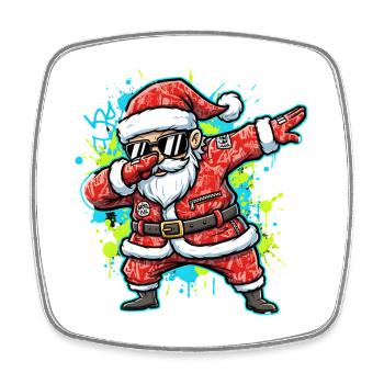 Funny Santa Claus Dabbing Street Art - Square fridge magnet - white - Front
