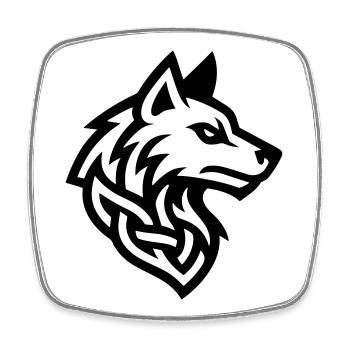 Viking Tête de Loup - Magnet carré - blanc - Devant