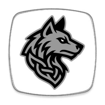 Viking Tête de Loup - Magnet carré - blanc - Devant