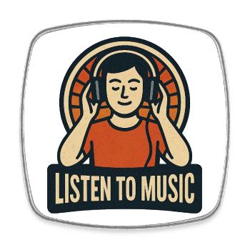Listen to Music Vintage Clip - Square fridge magnet - white - Front