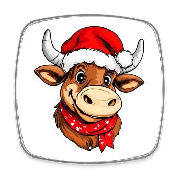 Weihnachten Stiere - Viereckiger Kühlschrankmagnet - Weiß - Vorne