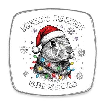 Rabbit Santa Claus Christmas Xmas Funny Cute - Square fridge magnet - white - Front