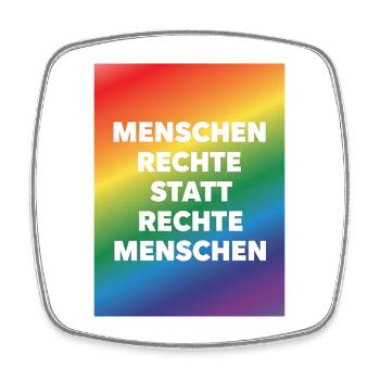Menschenrechte statt Hass und Hetze - Viereckiger Kühlschrankmagnet - Weiß - Vorne