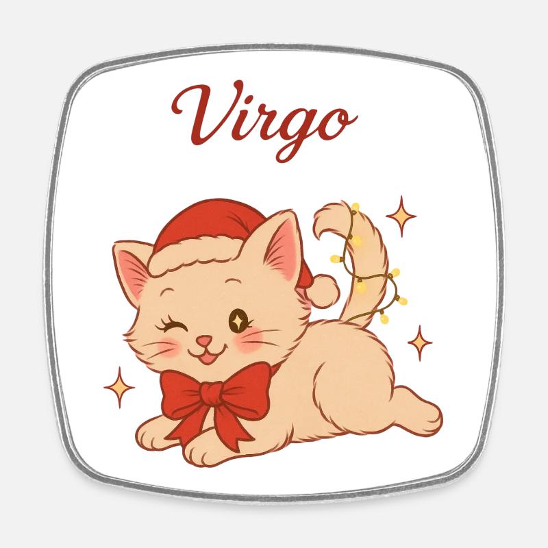 Chat Vierge Magie Noël - Magnet carré - blanc