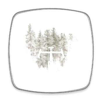 Vintage Forest Front Bike Silhouette - Square fridge magnet - white - Front