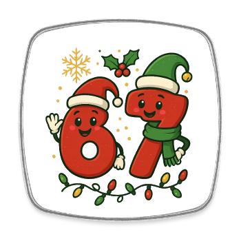 Merry Brainrot - Square fridge magnet - white - Front