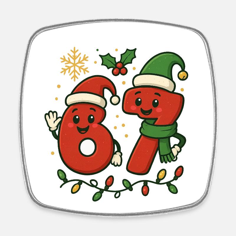 Merry Brainrot - Square fridge magnet - white