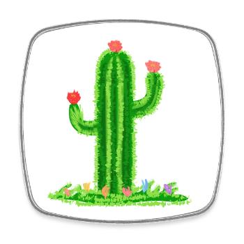Cactus with flower - Square fridge magnet - white - Front