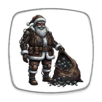 Cyborg Santa Claus - Square fridge magnet - white - Front