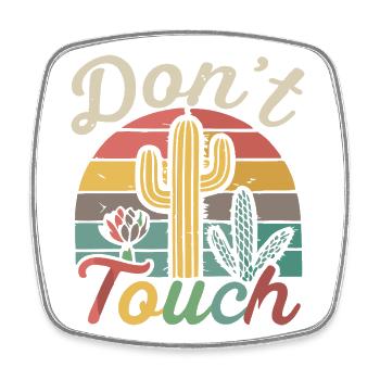 Fass Retro Cactus nicht an - Viereckiger Kühlschrankmagnet - Weiß - Vorne