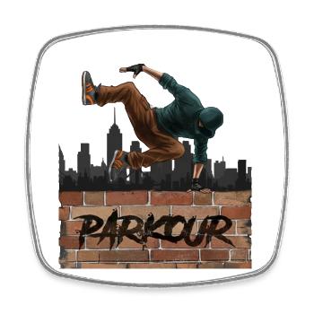 Parkour - Viereckiger Kühlschrankmagnet - Weiß - Vorne
