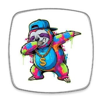 Dabbing Sloth Street Style - Street Art Graffiti - Viereckiger Kühlschrankmagnet - Weiß - Vorne