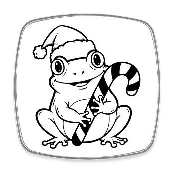 Christmas frog with candy cane - Square fridge magnet - white - Front
