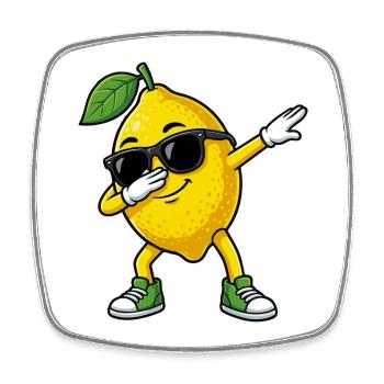 Lustige Zitrone in Dab-Pose Cartoon - Viereckiger Kühlschrankmagnet - Weiß - Vorne
