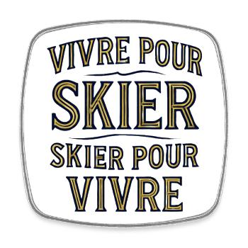 Live to Ski, Ski to Live - Square fridge magnet - white - Front