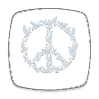 Colombes de la Paix dans le design du symbole de la Paix - Magnet carré - blanc - Devant