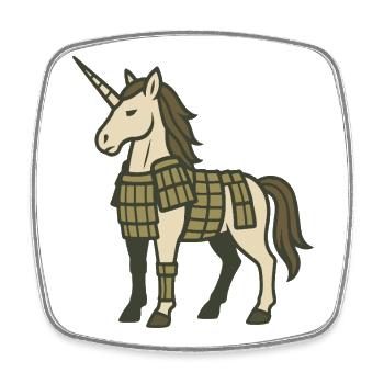 Samurai Armor Unicorn Warrior Fantasy Design - Square fridge magnet - white - Front