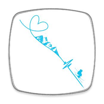 Skifahrer - Viereckiger Kühlschrankmagnet - Weiß - Vorne