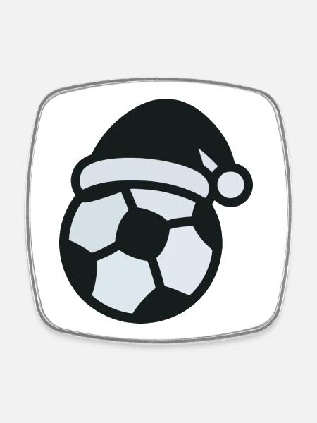 Sports de Noël avec bonhomme de neige de football - Magnet carré - blanc