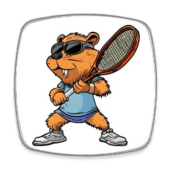 Tennis Beaver - Magnet carré - blanc - Devant