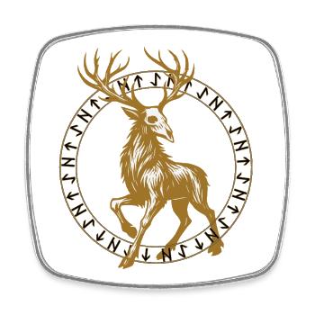 Cerf mystique doré dans le cercle runique nordique - Magnet carré - blanc - Devant