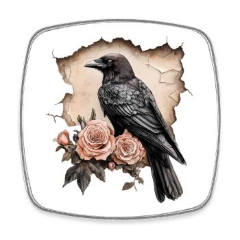 Raven Vintage Roses - Square fridge magnet - white - Front