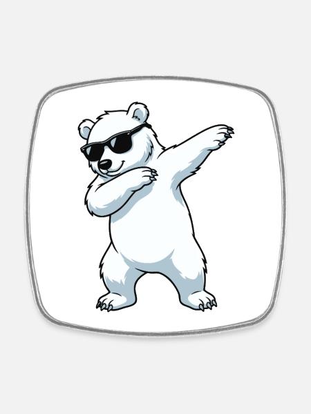 Dab Eisbär Cartoon - Viereckiger Kühlschrankmagnet - Weiß