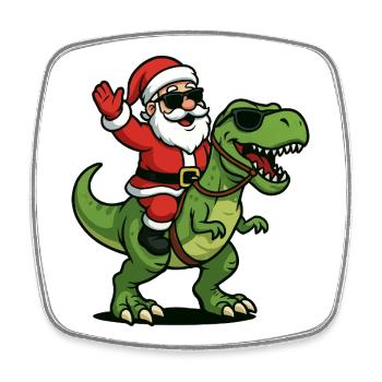 Weihnachts T Rex mit Santa Swag - Viereckiger Kühlschrankmagnet - Weiß - Vorne
