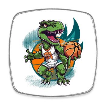 Joueur de basket-ball Dinosaur T-Rex - Magnet carré - blanc - Devant