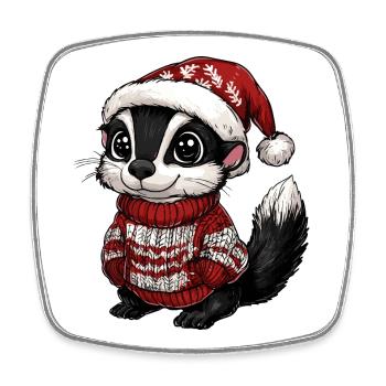 Noël de Noël moufette - Magnet carré - blanc - Devant