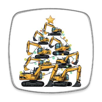 Funny Excavator Christmas Tree Gift - Square fridge magnet - white - Front
