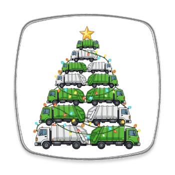 Cadeau drôle de sapin de Noël pour camion poubelle - Magnet carré - blanc - Devant