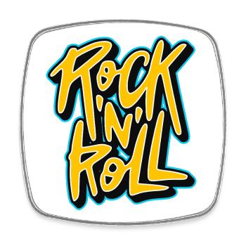 Logo du texte Graffiti Rock 'n' Roll - Magnet carré - blanc - Devant