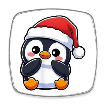 Süßer Weihnachts Pinguin Cartoon Kawaii Chibi - Viereckiger Kühlschrankmagnet - Weiß - Vorne