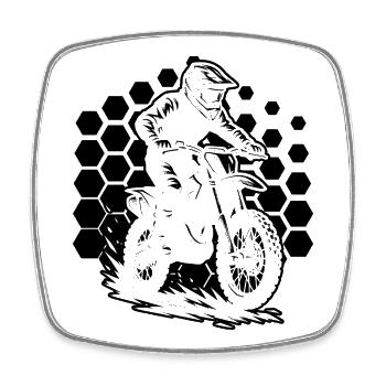 Conception motocross Power Motocross - Magnet carré - blanc - Devant
