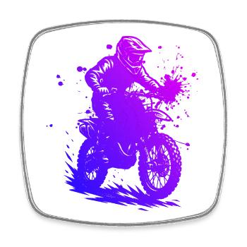 Motif motocross qui fonctionne immédiatement - Magnet carré - blanc - Devant